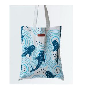 Shark Print Tote Bag - Gray and Blue